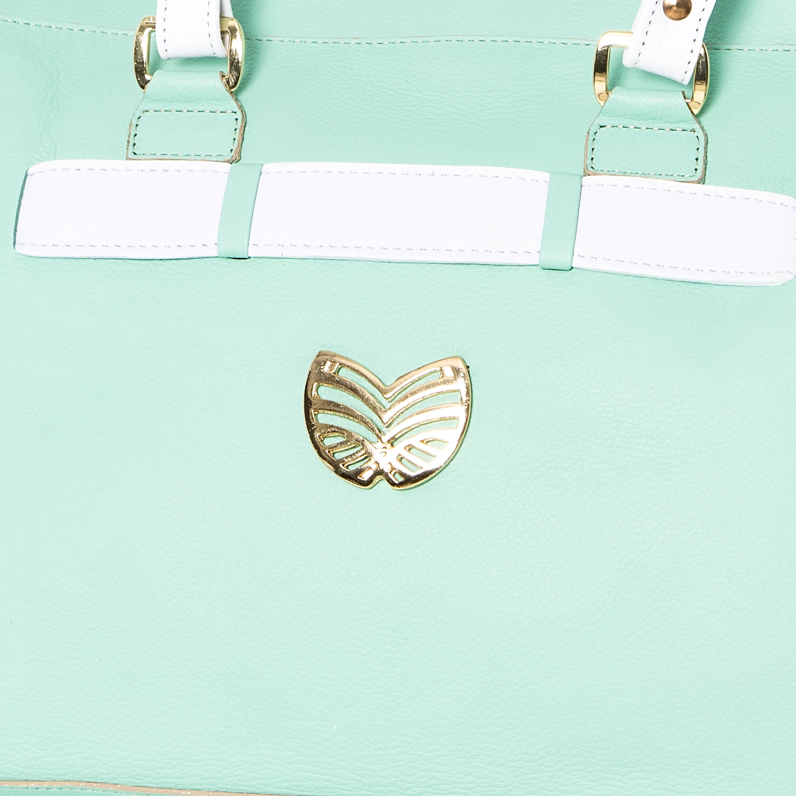 cabas en cuir logo et zoom sur bande en tissage wayu