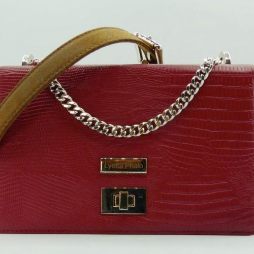 Sac à main cuir effet croco bicolor 1