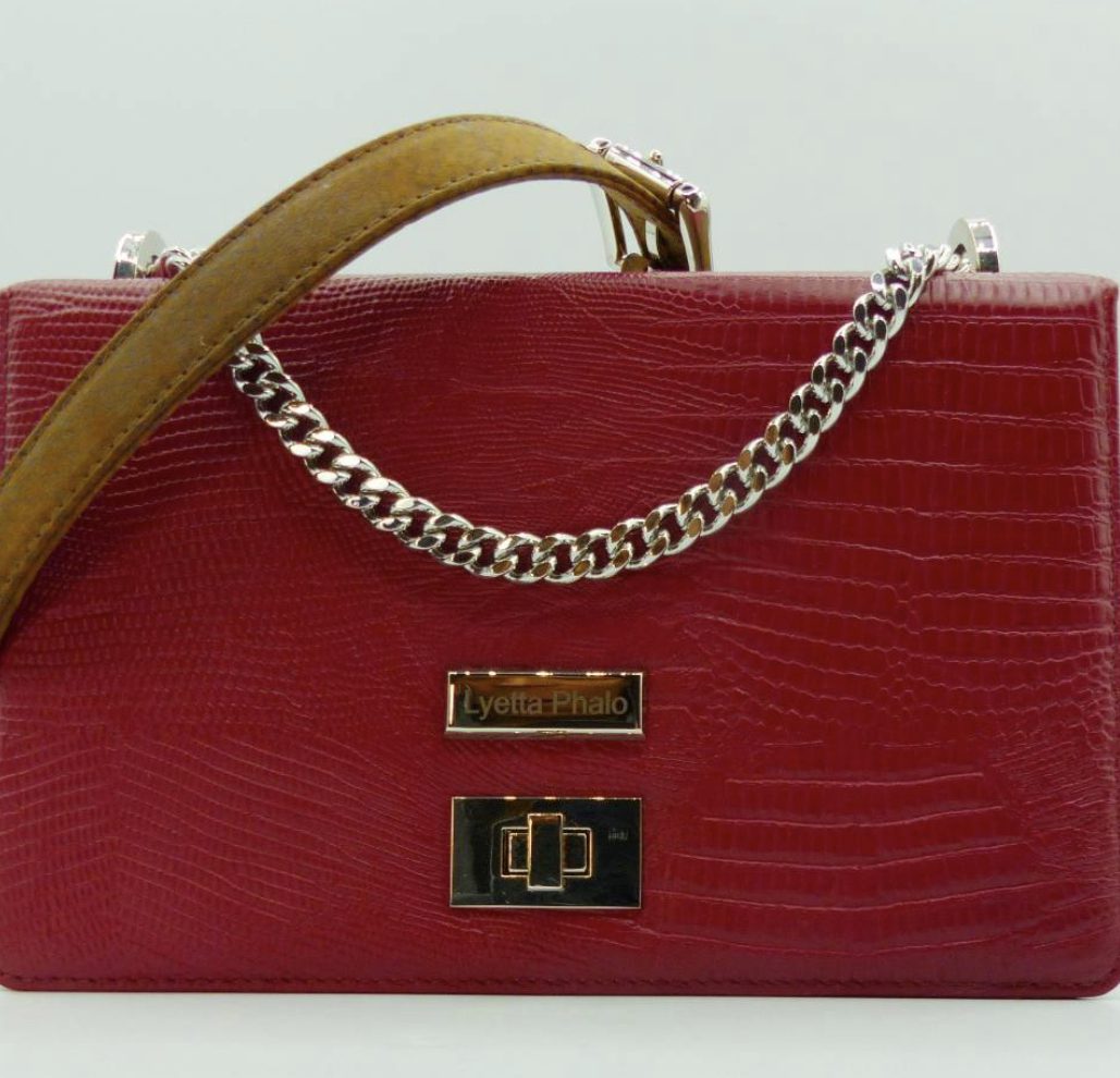 Sac à main cuir effet croco bicolor 1