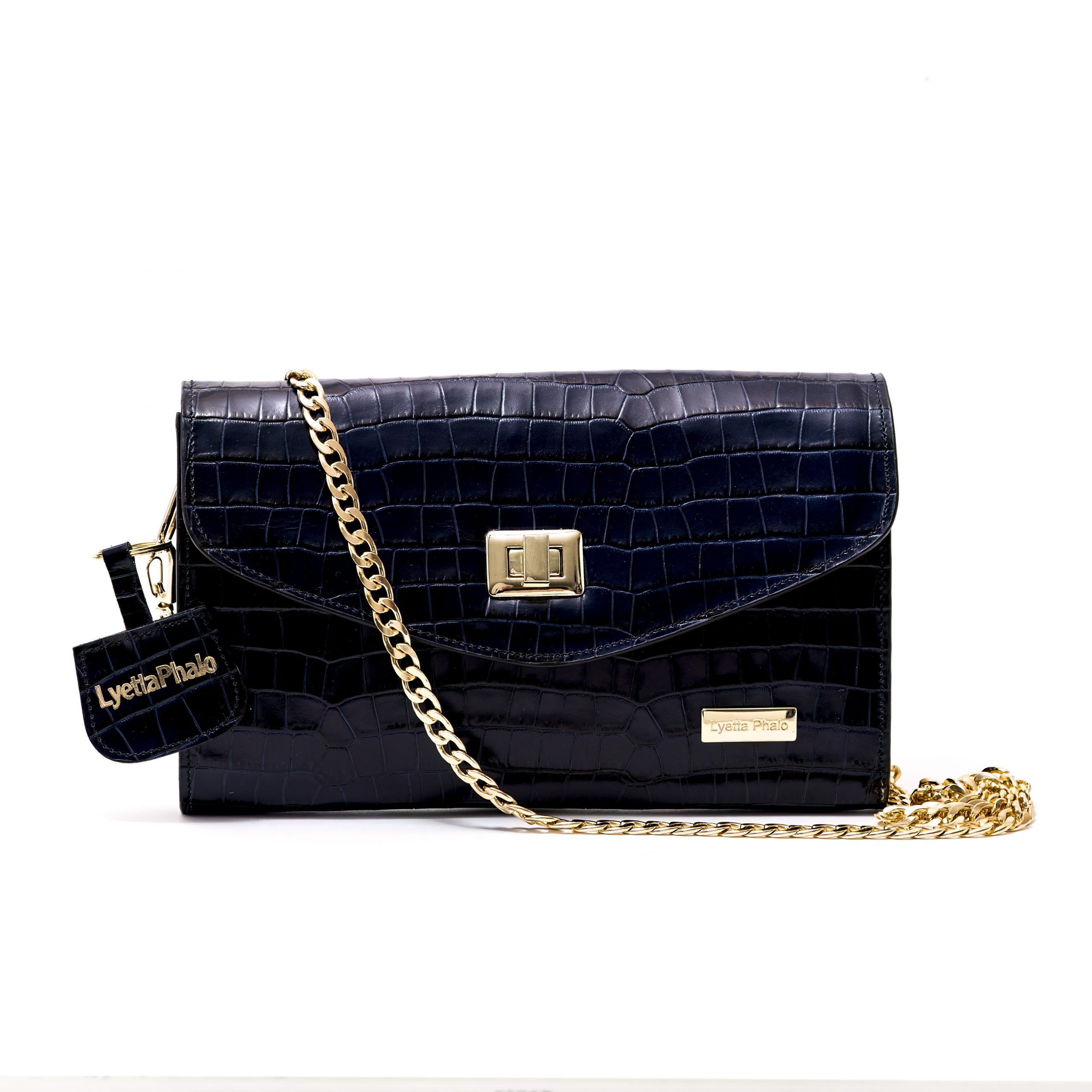 Sac Emma Chic Façon Croco Bleu – Image 3