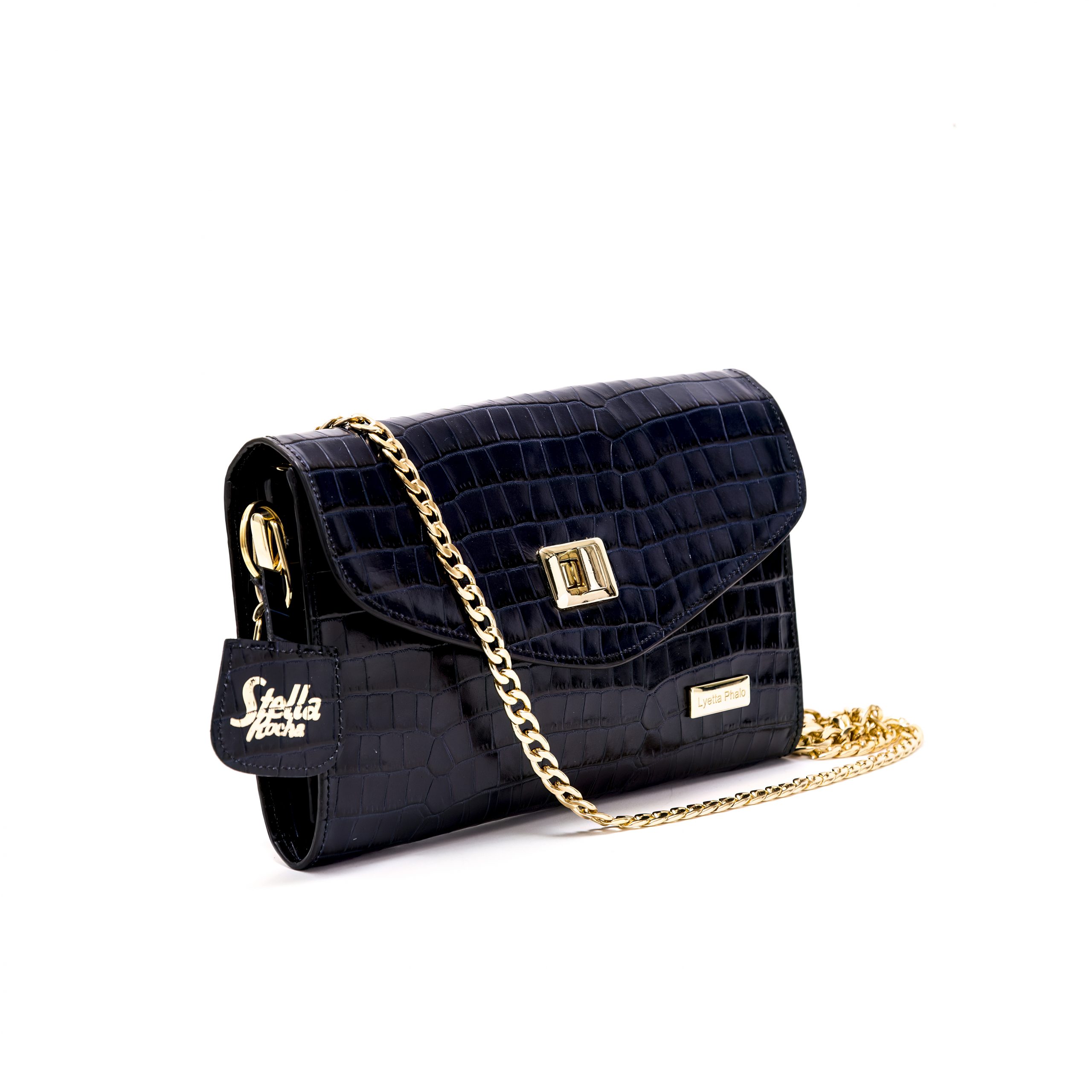 Sac Emma Chic Façon Croco Bleu – Image 2