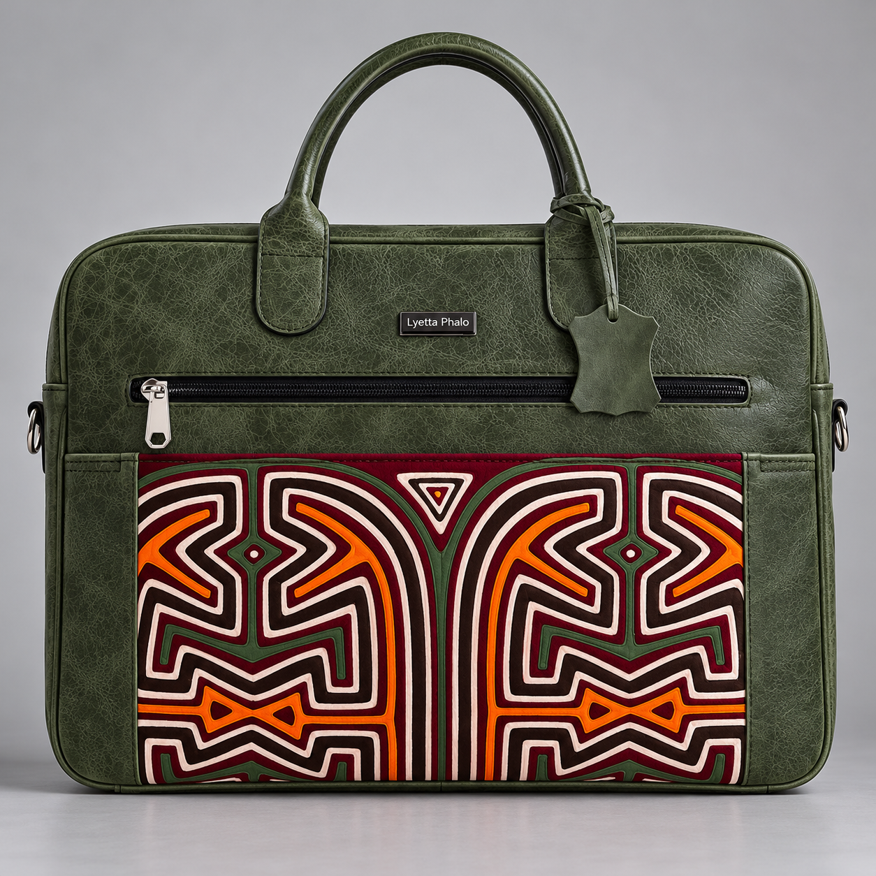 Sac Ordinateur en Cuir & Tissu Mola Kuna – Lyetta Phalo – Image 5