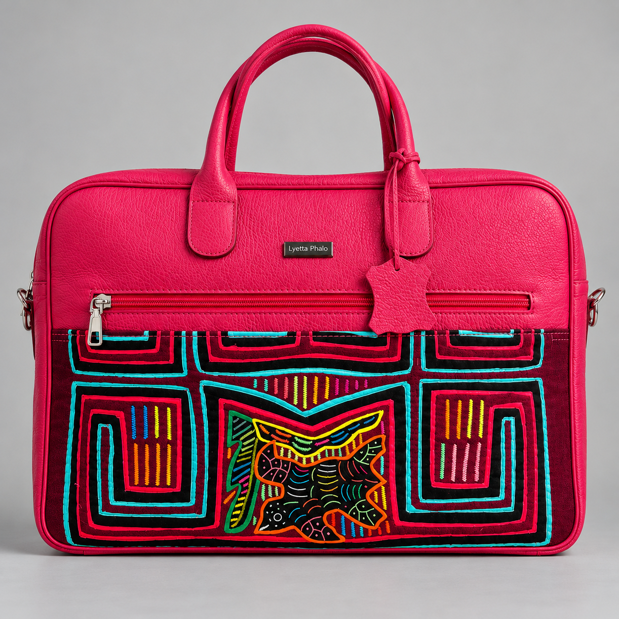 Sac Ordinateur en Cuir & Tissu Mola Kuna – Lyetta Phalo – Image 3